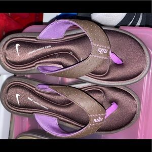 Nike Brown & Purple Soft Cushion Flip Flops Size 8